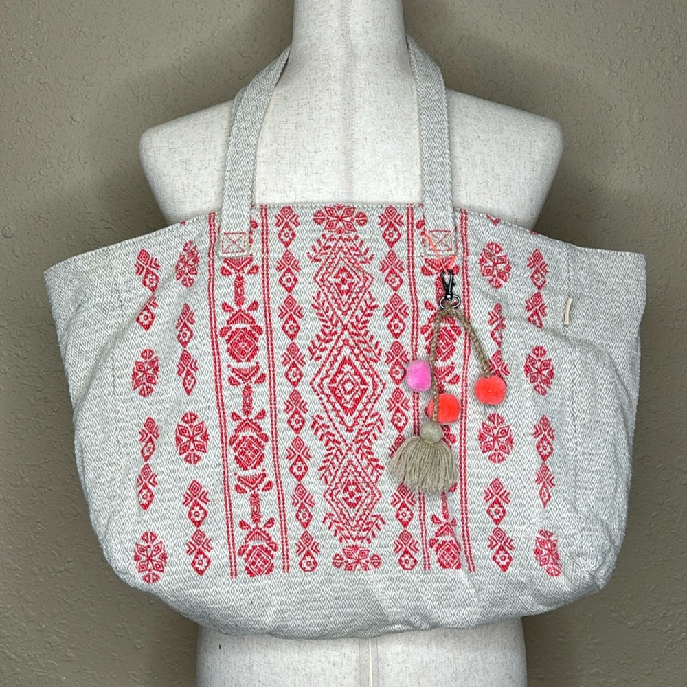 HOLLISTER Canvas Boho Tassel Tote